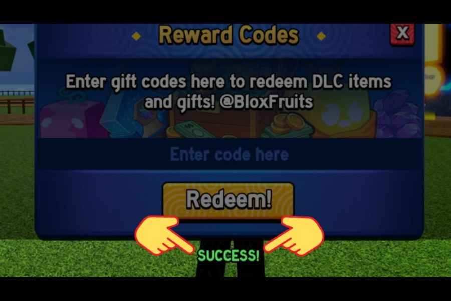 Code Blox Fruits mới nhất 12/2025: Cách nhập nhận x2 EXP, reset chỉ số 6 Bấm Redeem/Try để nhận quà, nếu hợp lệ sẽ hiện Success.